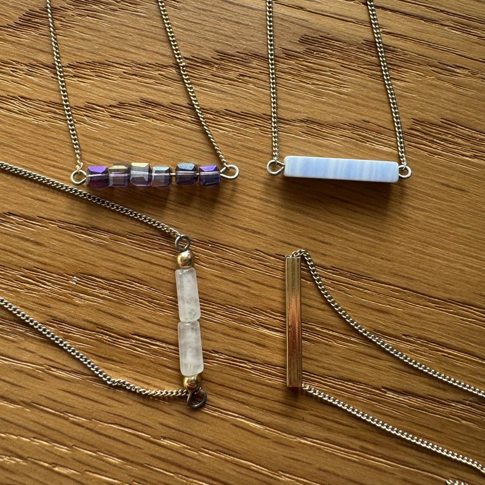 Beaded and Gold Bar Necklaces Set